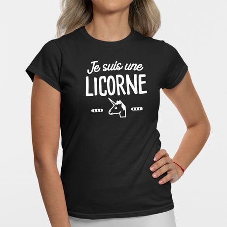 T-Shirt Femme Je suis une licorne Noir