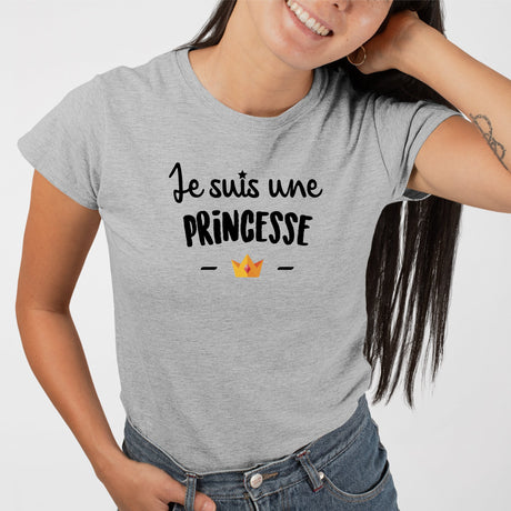 T-Shirt Femme Je suis une princesse Gris