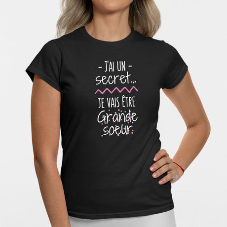 T-Shirt Femme Je vais être grande soeur Noir