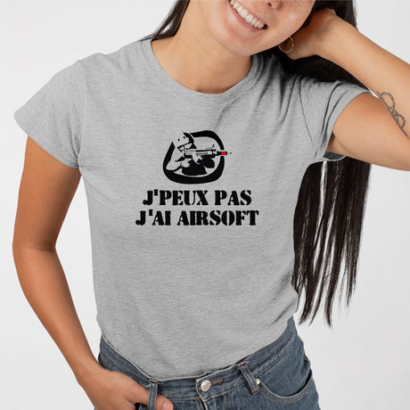 T-Shirt Femme J'peux pas j'ai airsoft Gris