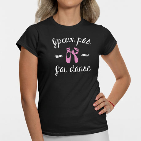 T-Shirt Femme J'peux pas j'ai danse Noir