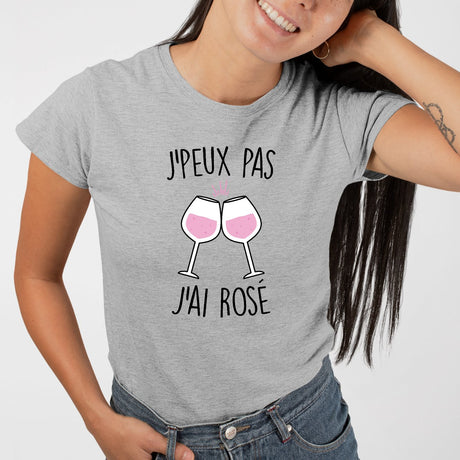 T-Shirt Femme J'peux pas j'ai rosé Gris