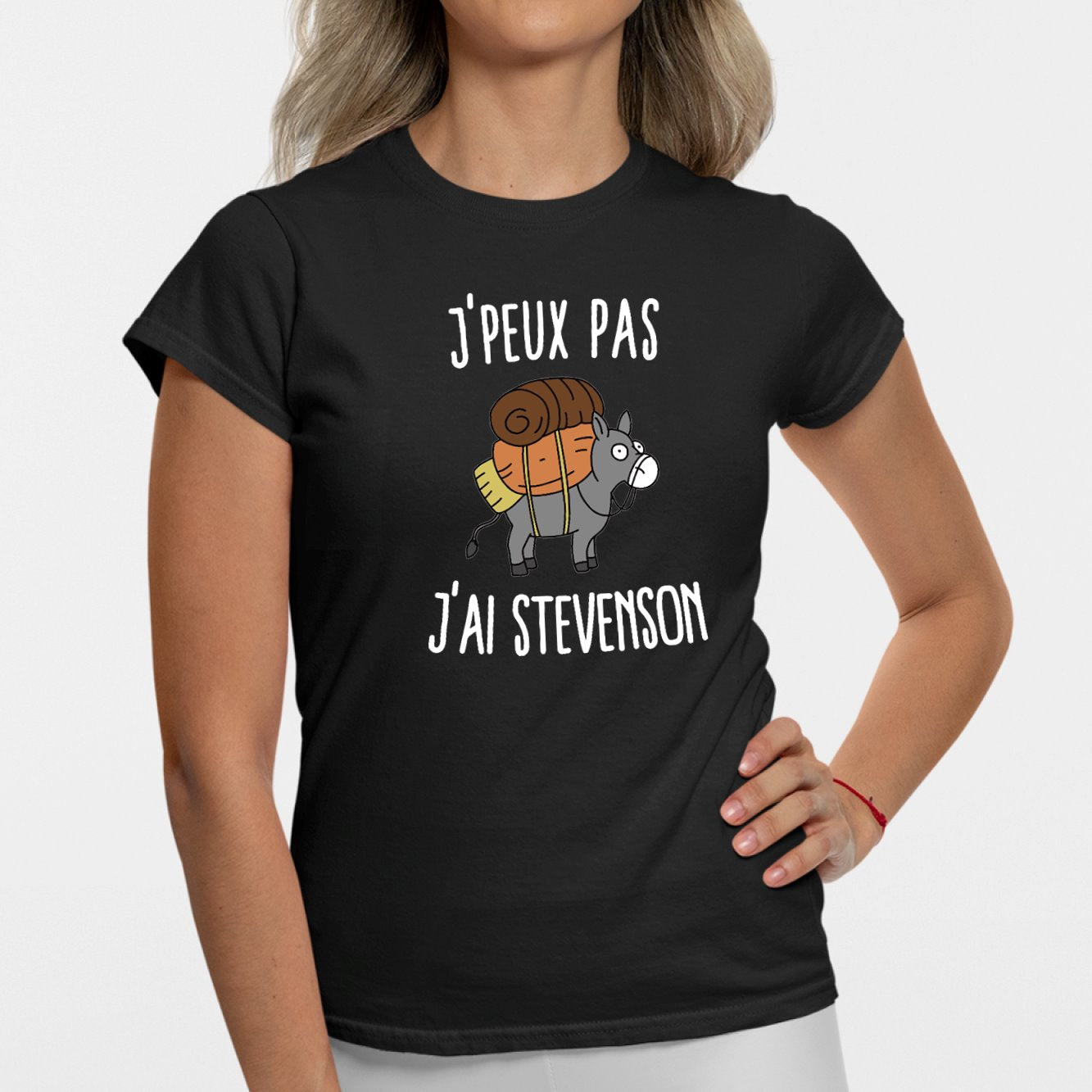 T-Shirt Femme J'peux pas j'ai Stevenson Noir