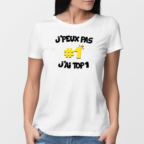 T-Shirt Femme J'peux pas j'ai TOP1 Blanc