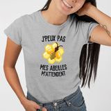 T-Shirt Femme J'peux pas mes abeilles m'attendent Gris