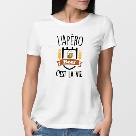 T-Shirt Femme L'apéro c'est la vie Blanc