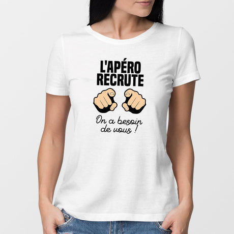 T-Shirt Femme L'apéro recrute Blanc