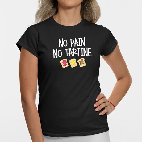 T-Shirt Femme No pain no tartine Noir