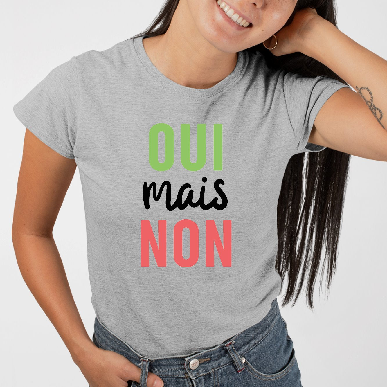 T-Shirt Femme Oui mais non Gris