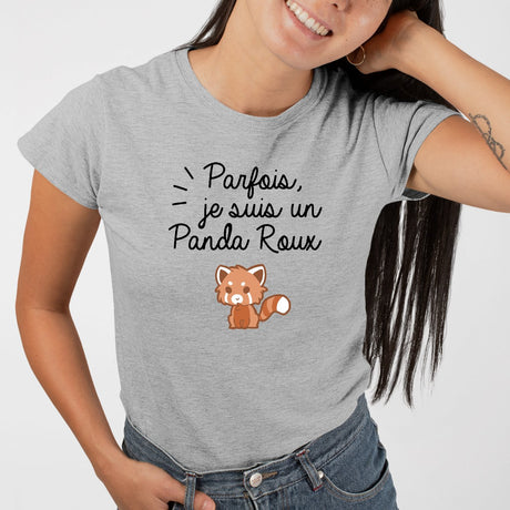 T-Shirt Femme Panda roux Gris
