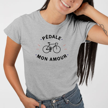 T-Shirt Femme Pédale mon amour Gris