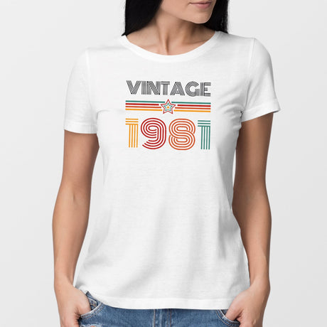 T-Shirt Femme Vintage année 1981 Blanc