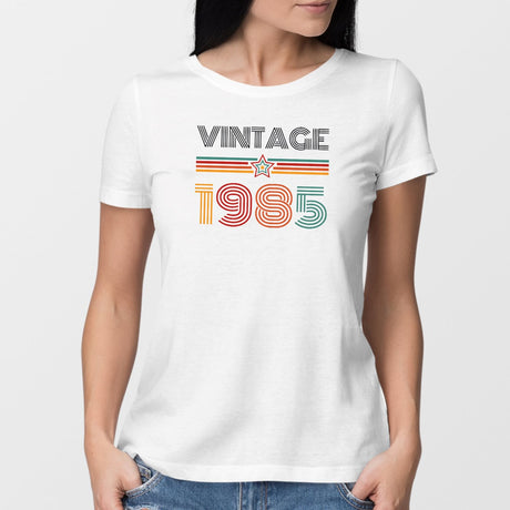 T-Shirt Femme Vintage année 1985 Blanc