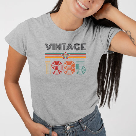 T-Shirt Femme Vintage année 1985 Gris