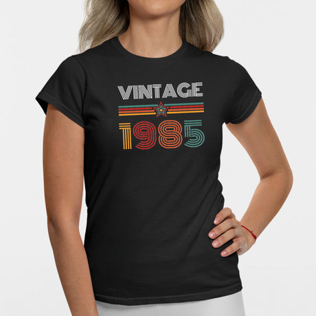 T-Shirt Femme Vintage année 1985 Noir