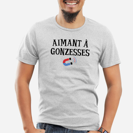 T-Shirt Homme Aimant à gonzesses Gris