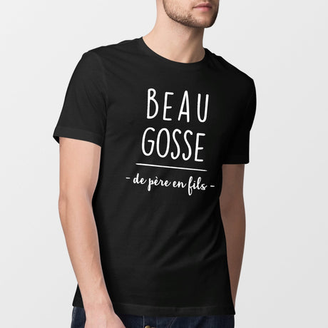 T-Shirt Homme Beau gosse de père en fils Noir