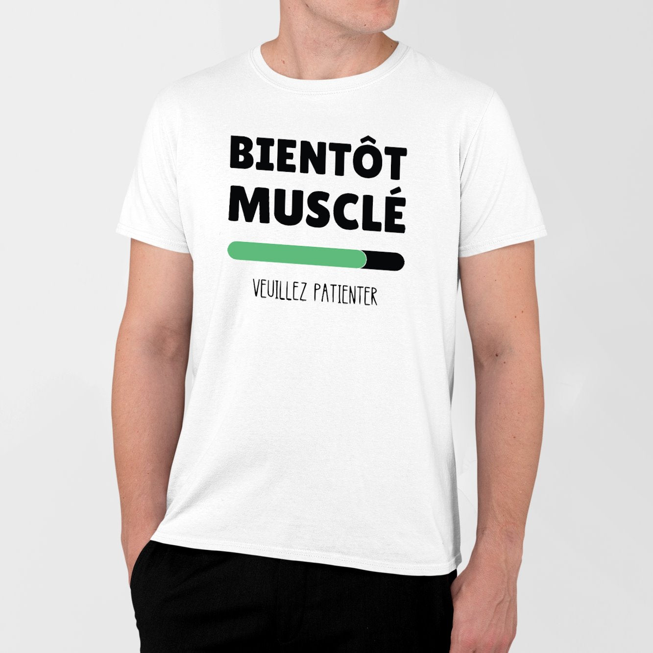 T-Shirt Homme Bientôt musclé Blanc