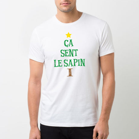 T-Shirt Homme Ça sent le sapin Blanc