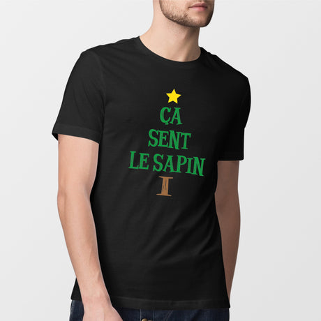 T-Shirt Homme Ça sent le sapin Noir