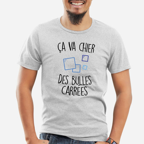 T-Shirt Homme Ça va chier des bulles carrées Gris