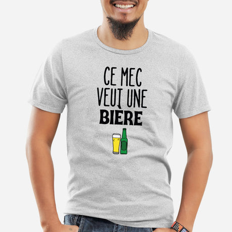 T-Shirt Homme Ce mec veut une bière Gris