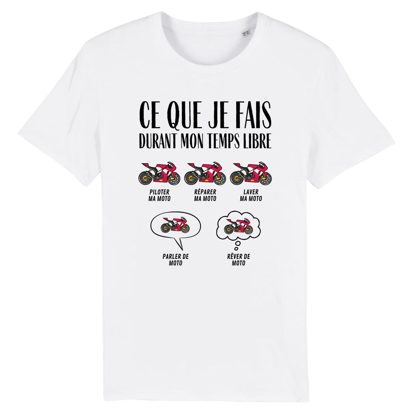 T-Shirt Homme Ce que je fais durant mon temps libre Moto 