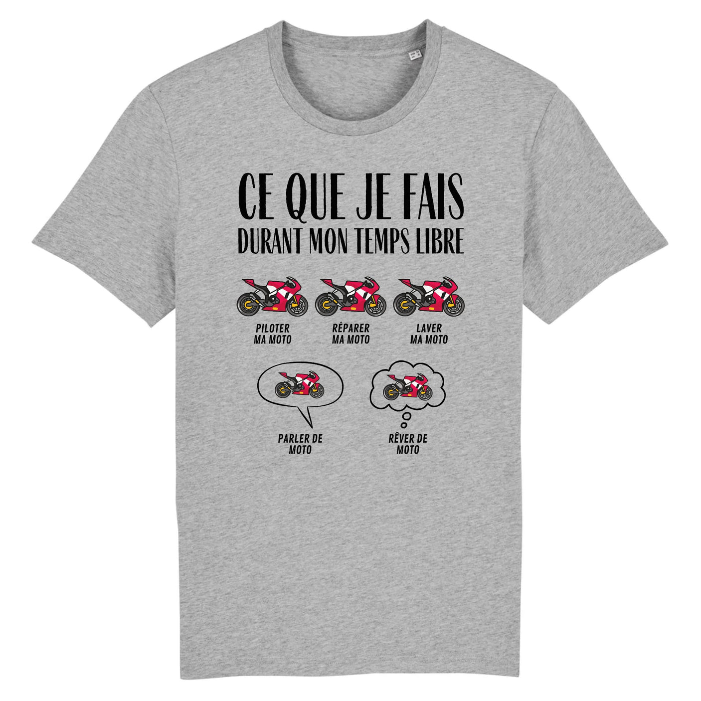 T-Shirt Homme Ce que je fais durant mon temps libre Moto 
