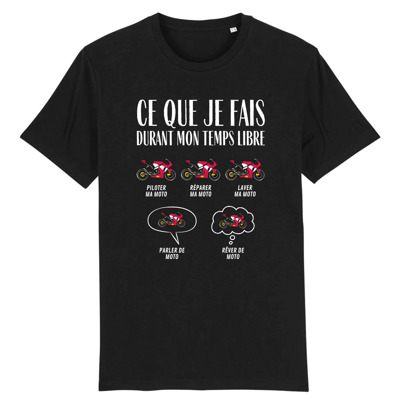 T-Shirt Homme Ce que je fais durant mon temps libre Moto 