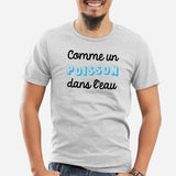 T-Shirt Homme Comme un poisson dans l'eau Gris