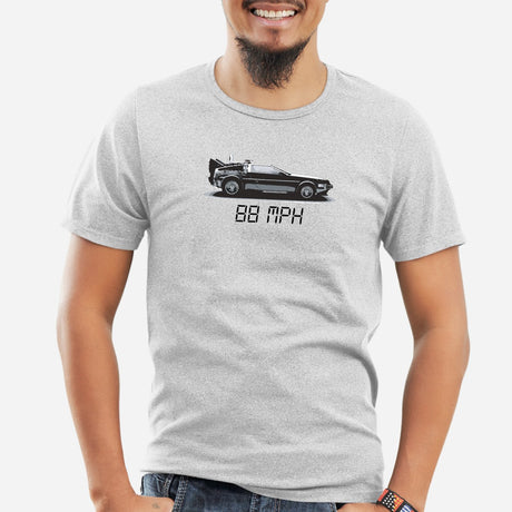 T-Shirt Homme Delorean 88 MPH Gris