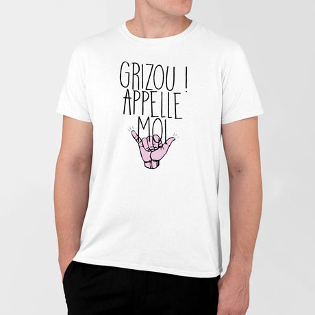 T-Shirt Homme Grizou appelle moi Blanc