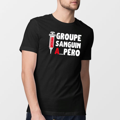 T-Shirt Homme Groupe sanguin Apéro Noir