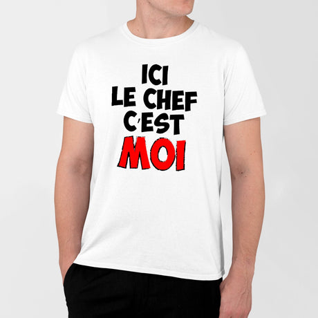 T-Shirt Homme Ici le chef c'est moi Blanc