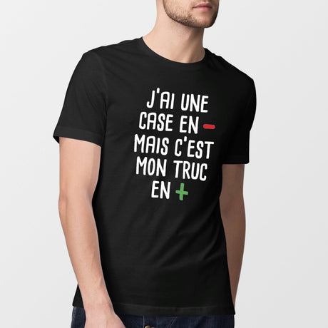 T-Shirt Homme J'ai une case en moins Noir