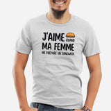 T-Shirt Homme J'aime quand ma femme me prépare un sandwich Gris