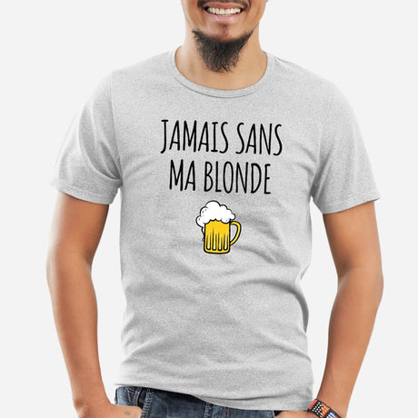 T-Shirt Homme Jamais sans ma blonde Gris