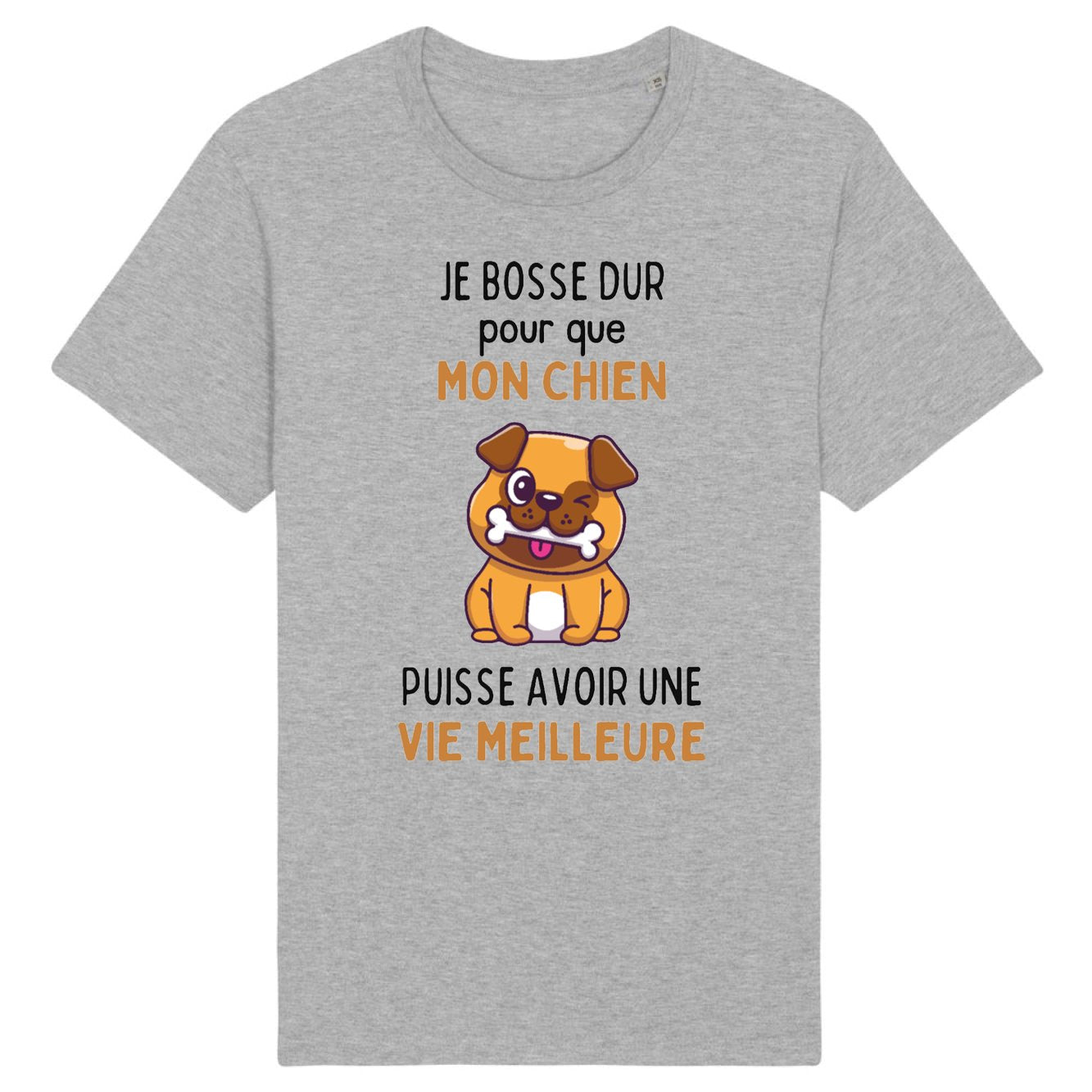 T-Shirt Homme Je bosse dur pour mon chien 