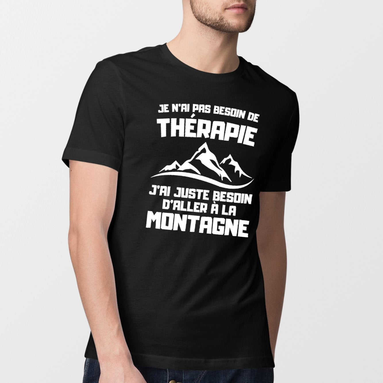 T-Shirt Homme Je n'ai pas besoin de thérapie juste de montagne Noir