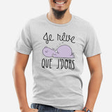 T-Shirt Homme Je rêve que je dors Gris