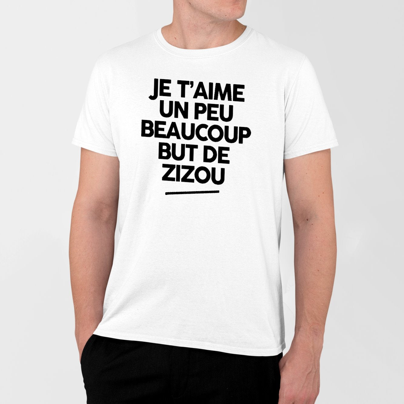 T-Shirt Homme Je t'aime un peu beaucoup but de Zizou Blanc