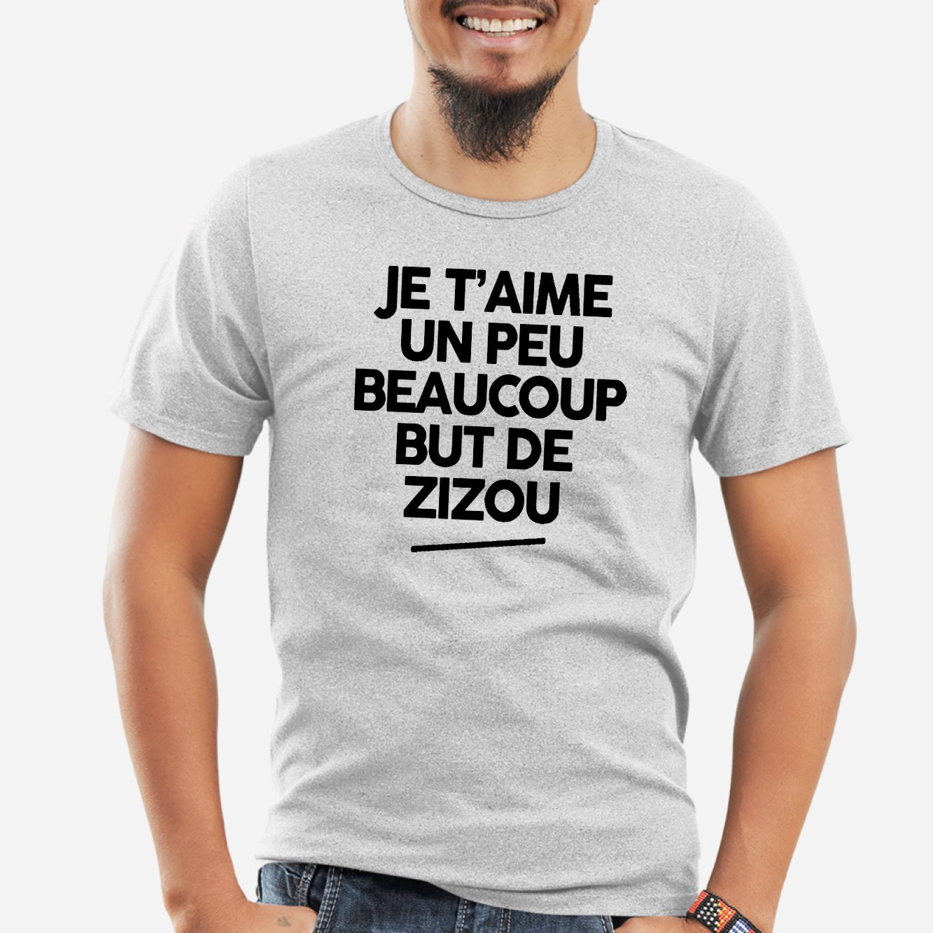 T-Shirt Homme Je t'aime un peu beaucoup but de Zizou Gris