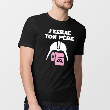 T-Shirt Homme J'essuie ton père Noir