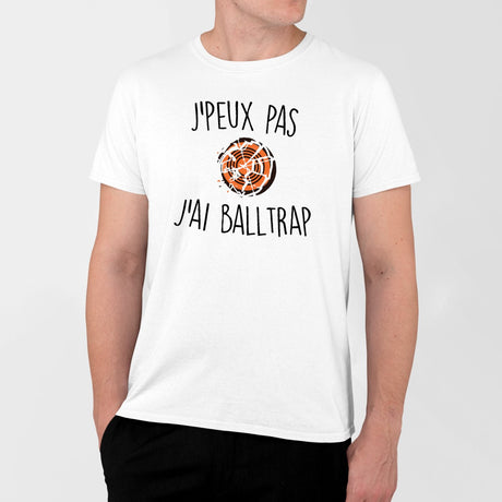 T-Shirt Homme J'peux pas j'ai ball-trap Blanc