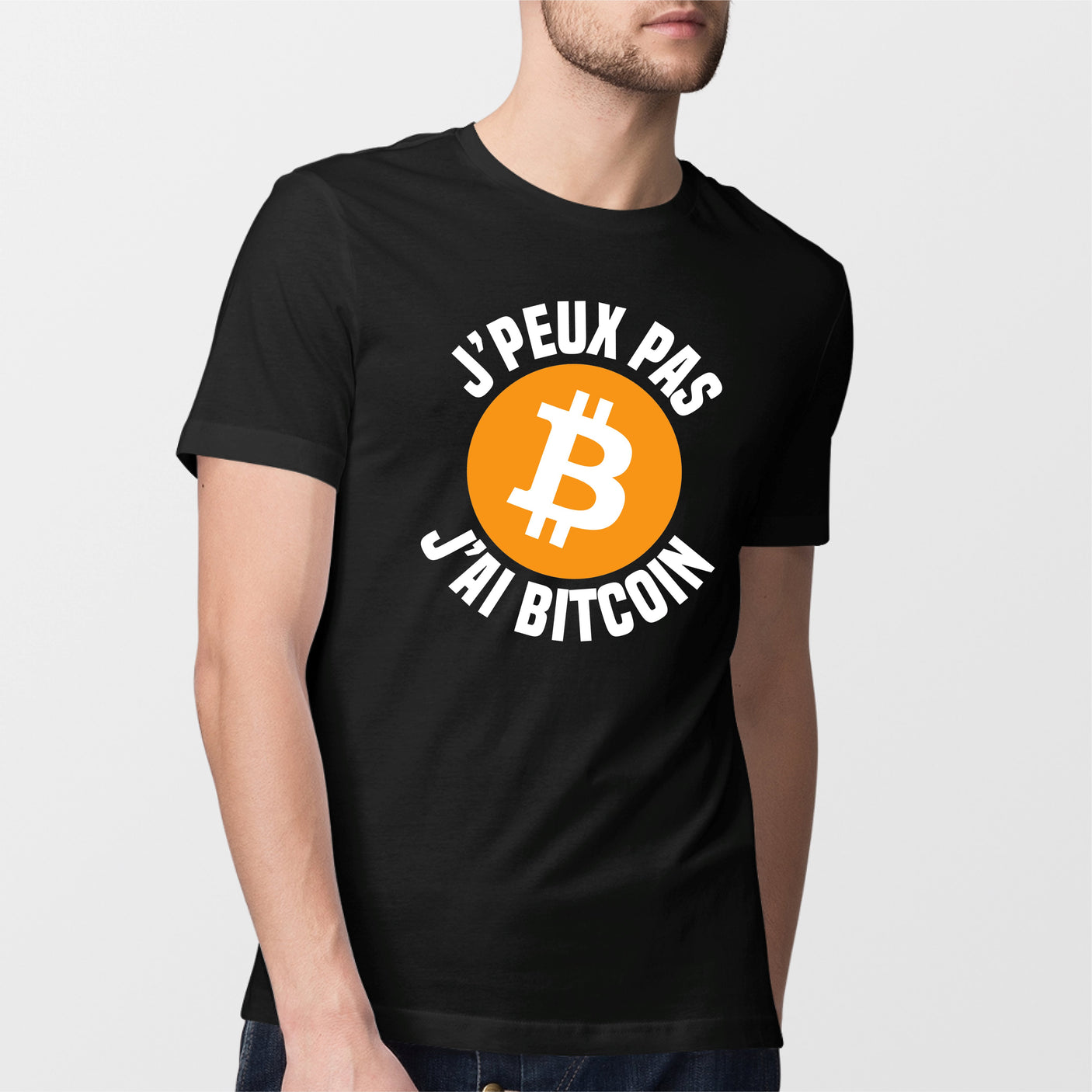 T-Shirt Homme J'peux pas j'ai Bitcoin Noir