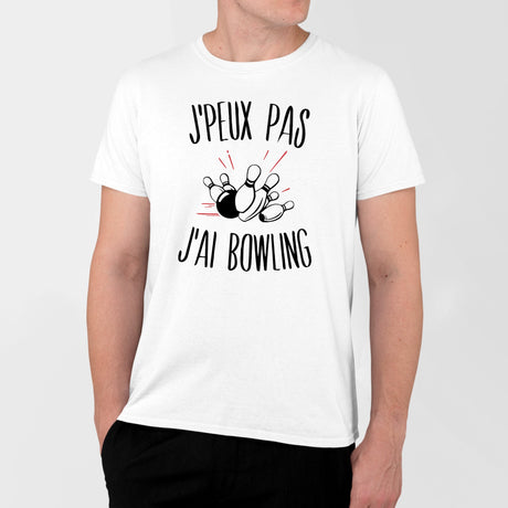 T-Shirt Homme J'peux pas j'ai bowling Blanc