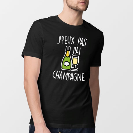 T-Shirt Homme J'peux pas j'ai champagne Noir