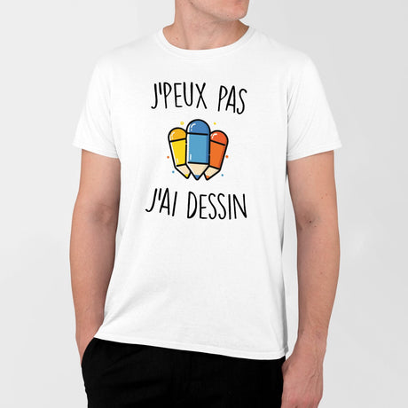 T-Shirt Homme J'peux pas j'ai dessin Blanc