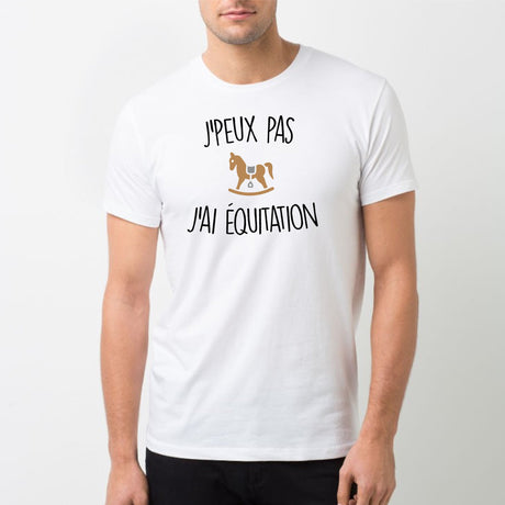 T-Shirt Homme J'peux pas j'ai équitation Blanc