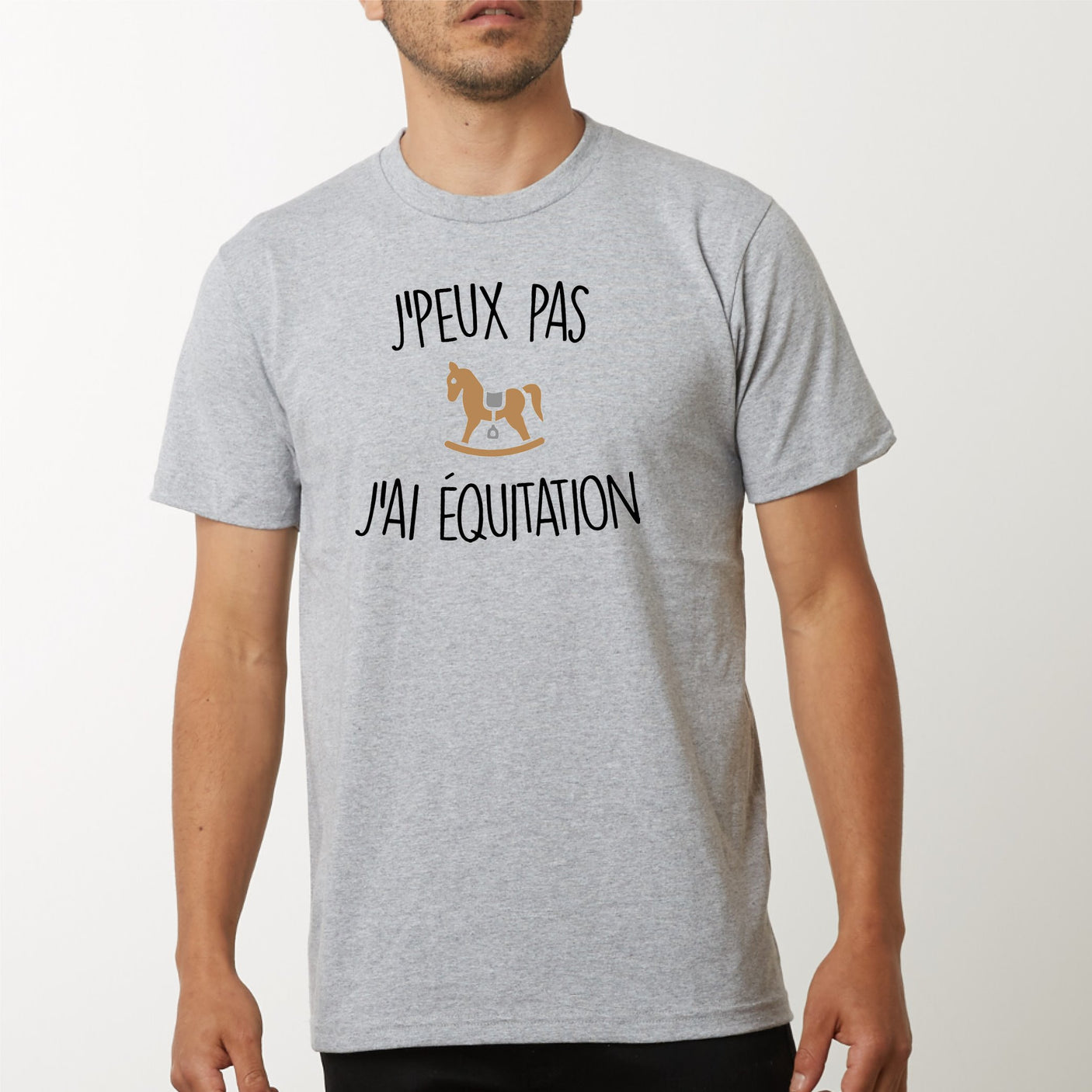 T-Shirt Homme J'peux pas j'ai équitation Gris